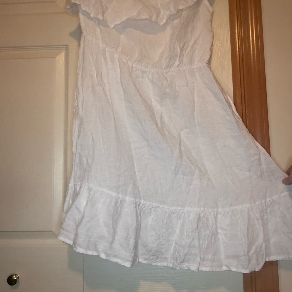 Valentina White Linen One-Shoulder Dress - S - NWT